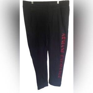 Armani Exchange Navy Pants with Red Branding